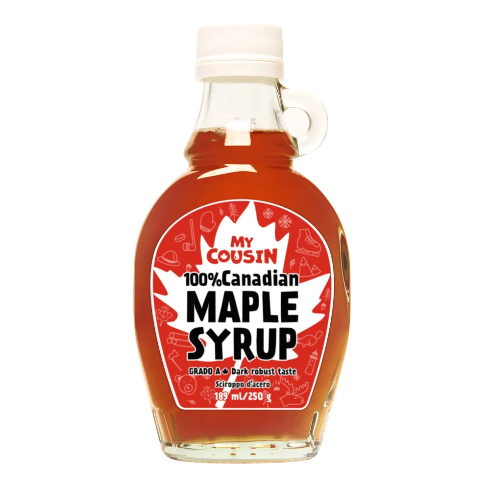 My Cousin, sirop d'érable grade A (goût robuste foncé) de 189ml