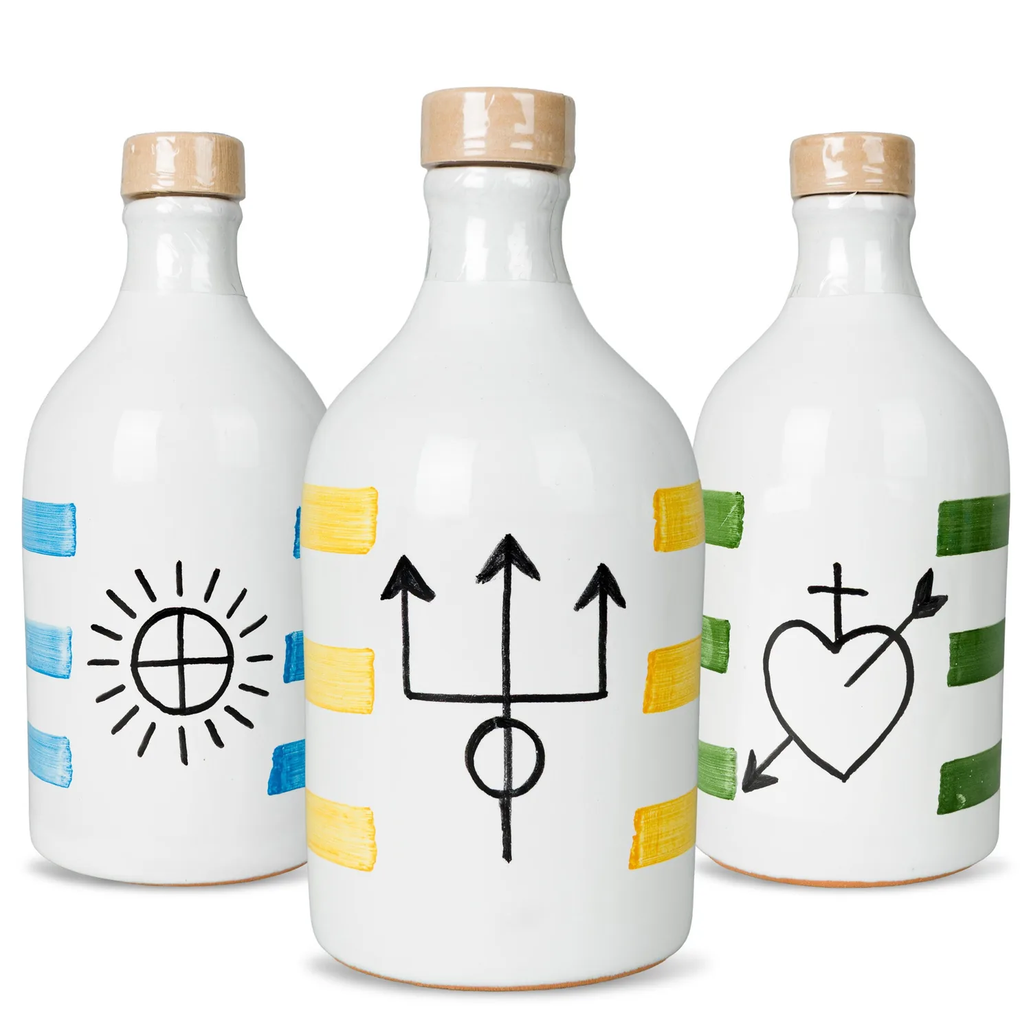 Set da 3 bottiglie Ceramica 250 ml di Olio Extra Vergine di Oliva