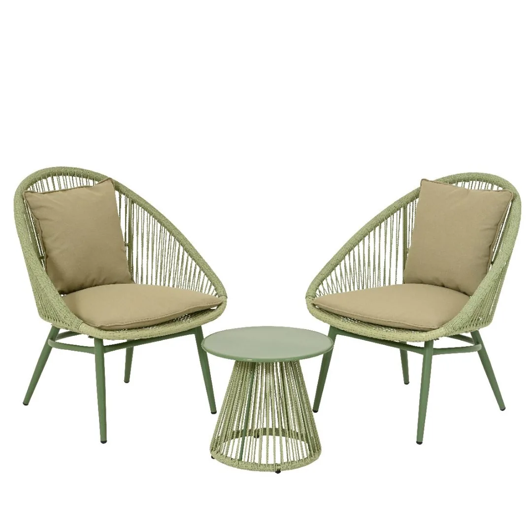 Nadine - Set da giardino in ferro verde con fibra