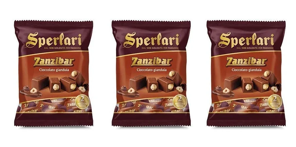 3x Sperlari Zanzibar Cioccolato Gianduia Chocolat Gianduia aux noisettes entières 117g