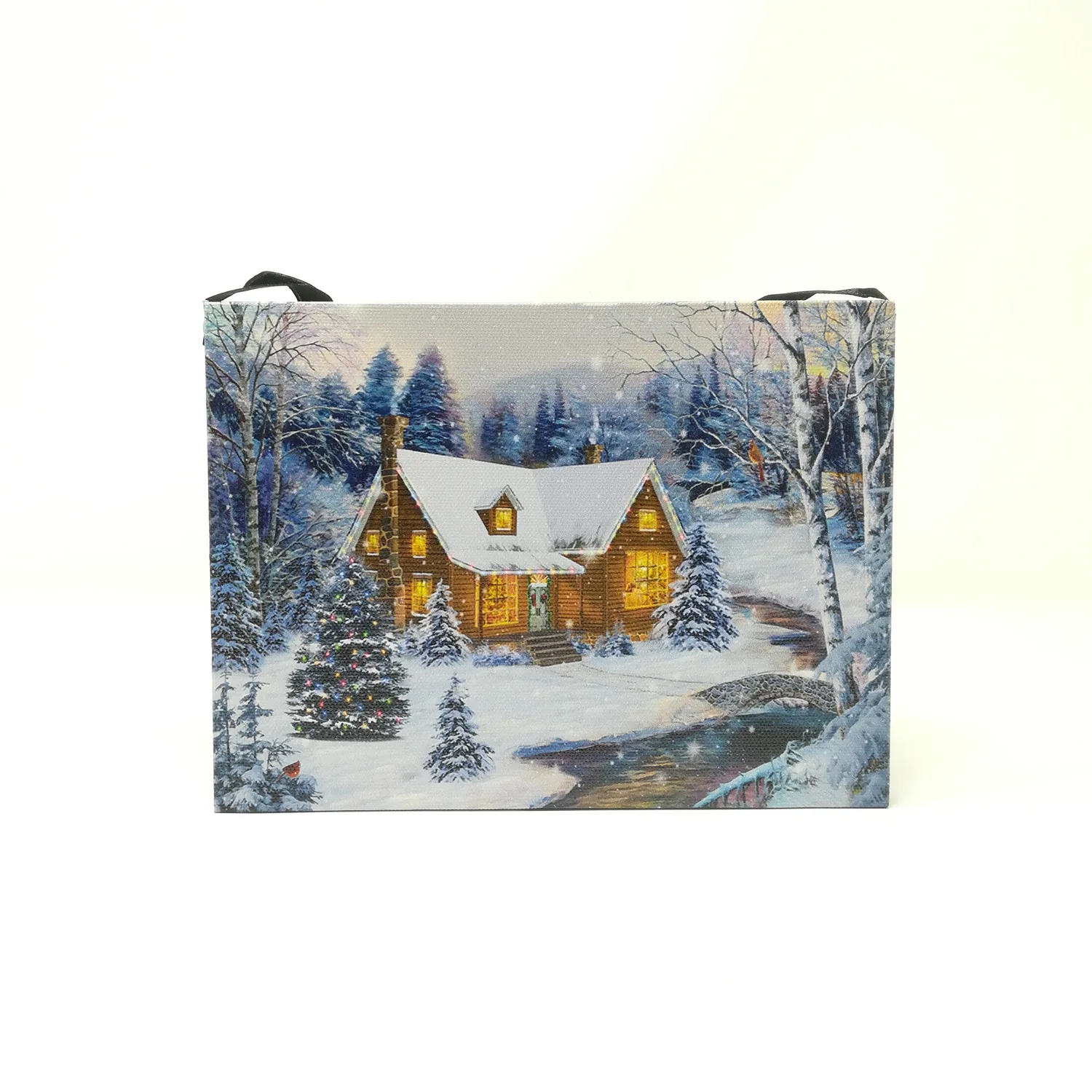 Tela Luminosa 2 LED Casetta Innevata 20x15