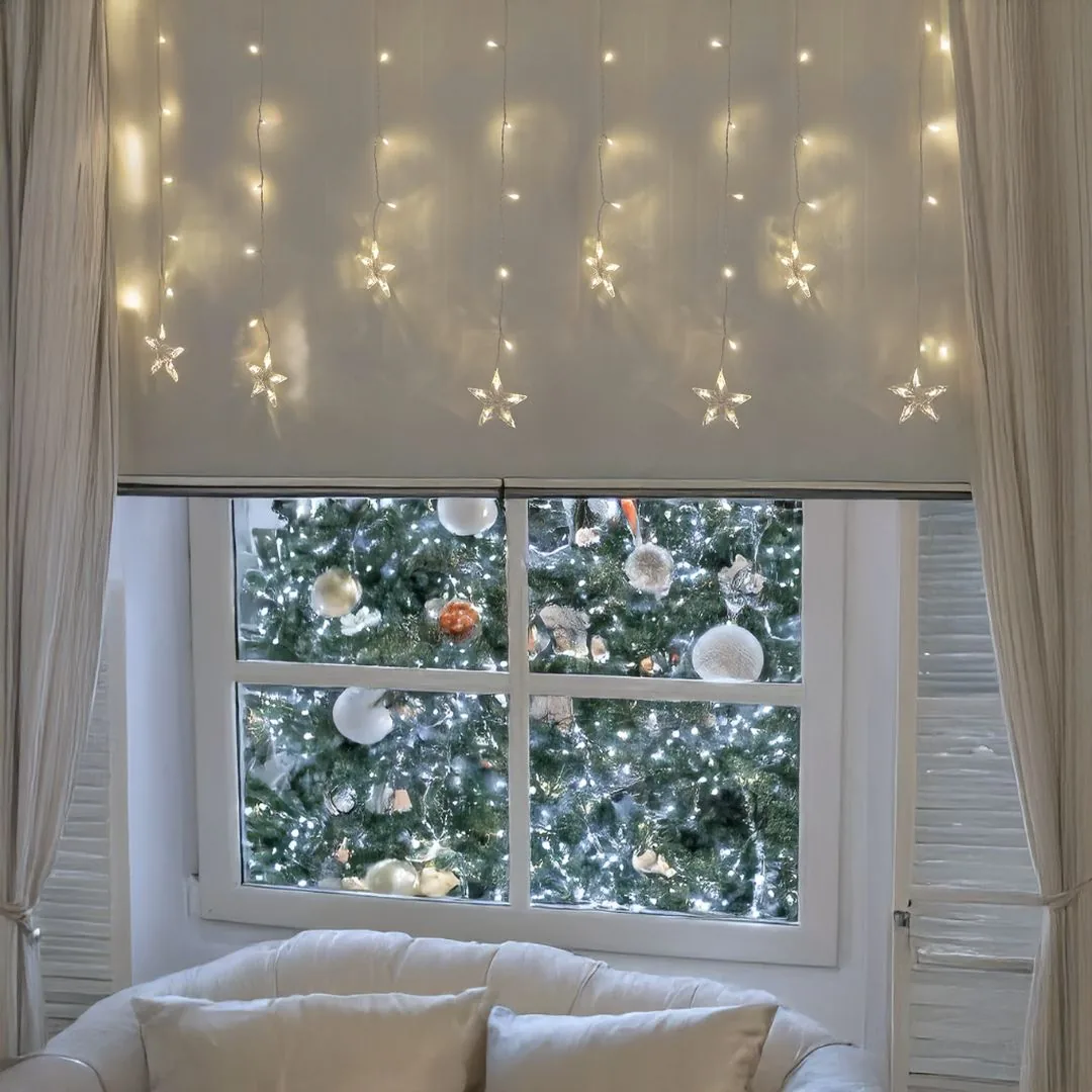 Tenda luminosa Icelight con stelle bianco caldo