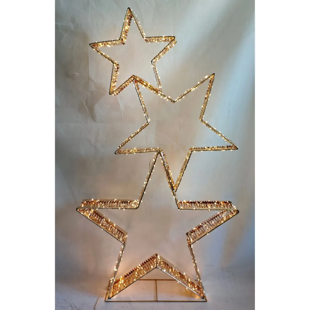 Tris stelle luminose effetto oro con LED