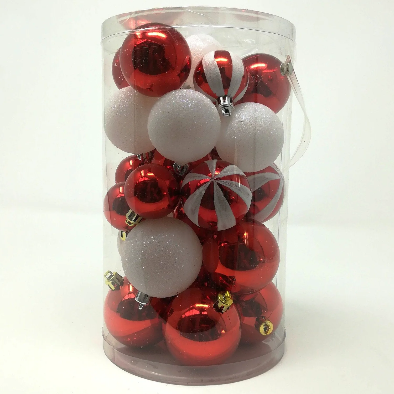 Tubo 30 Sfere  Assortite Bianco-Rosso in plastica