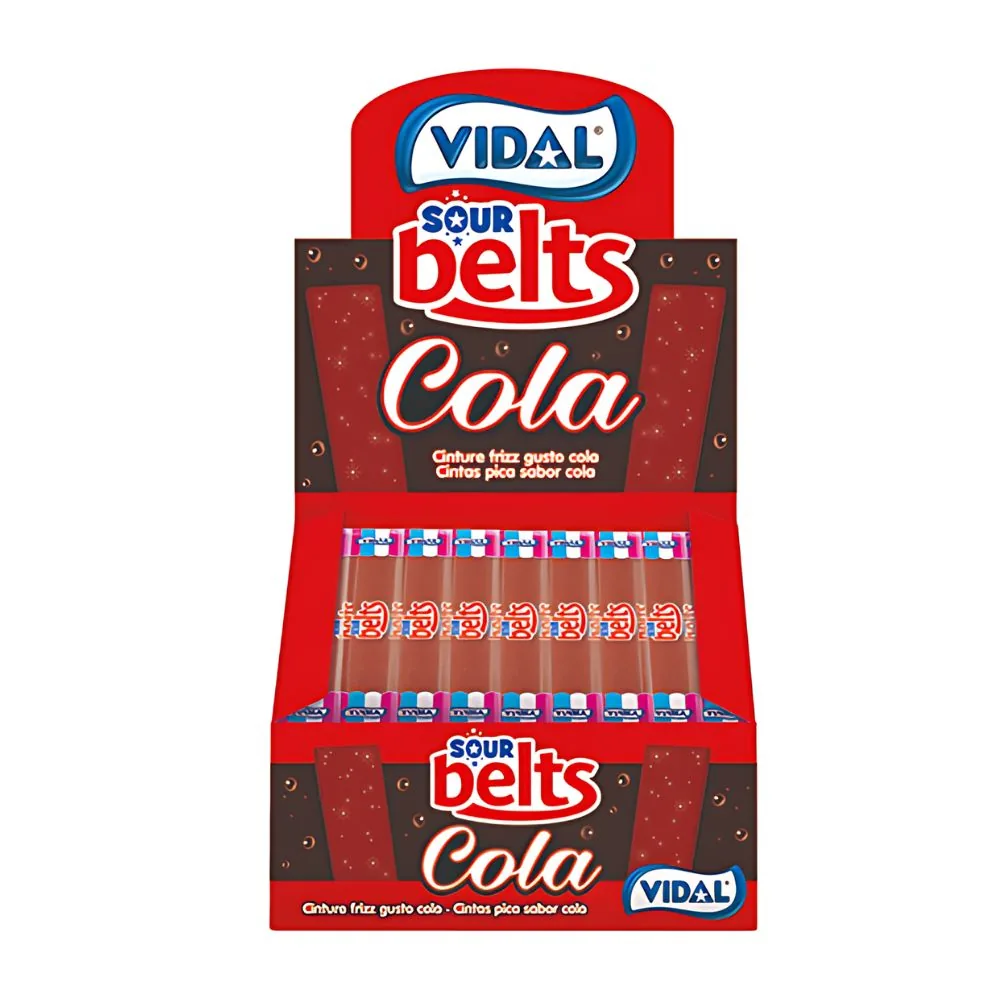 Vidal Sour Belts Cola, bonbon au goût acide de cola de 9g (paquet de 150)