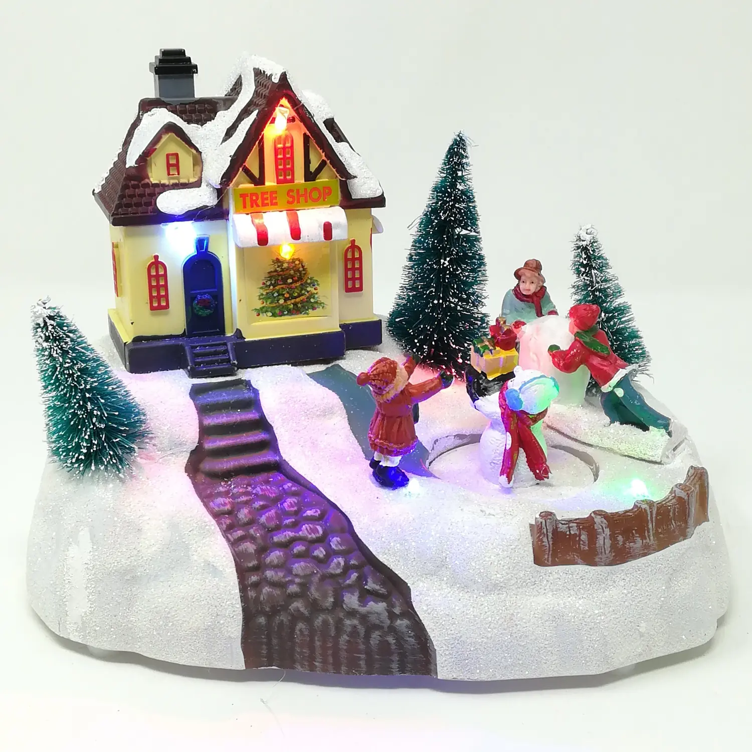 Villaggio con Pupazzo di Neve che Gira - Villaggio natalizio musicale