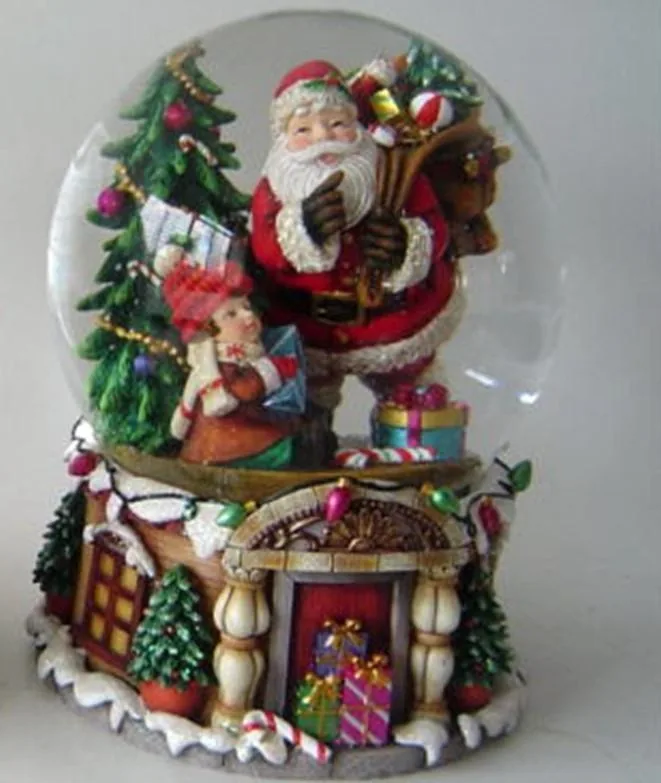 Waterball con Carillon150MM Babbo Natale con Bimbo