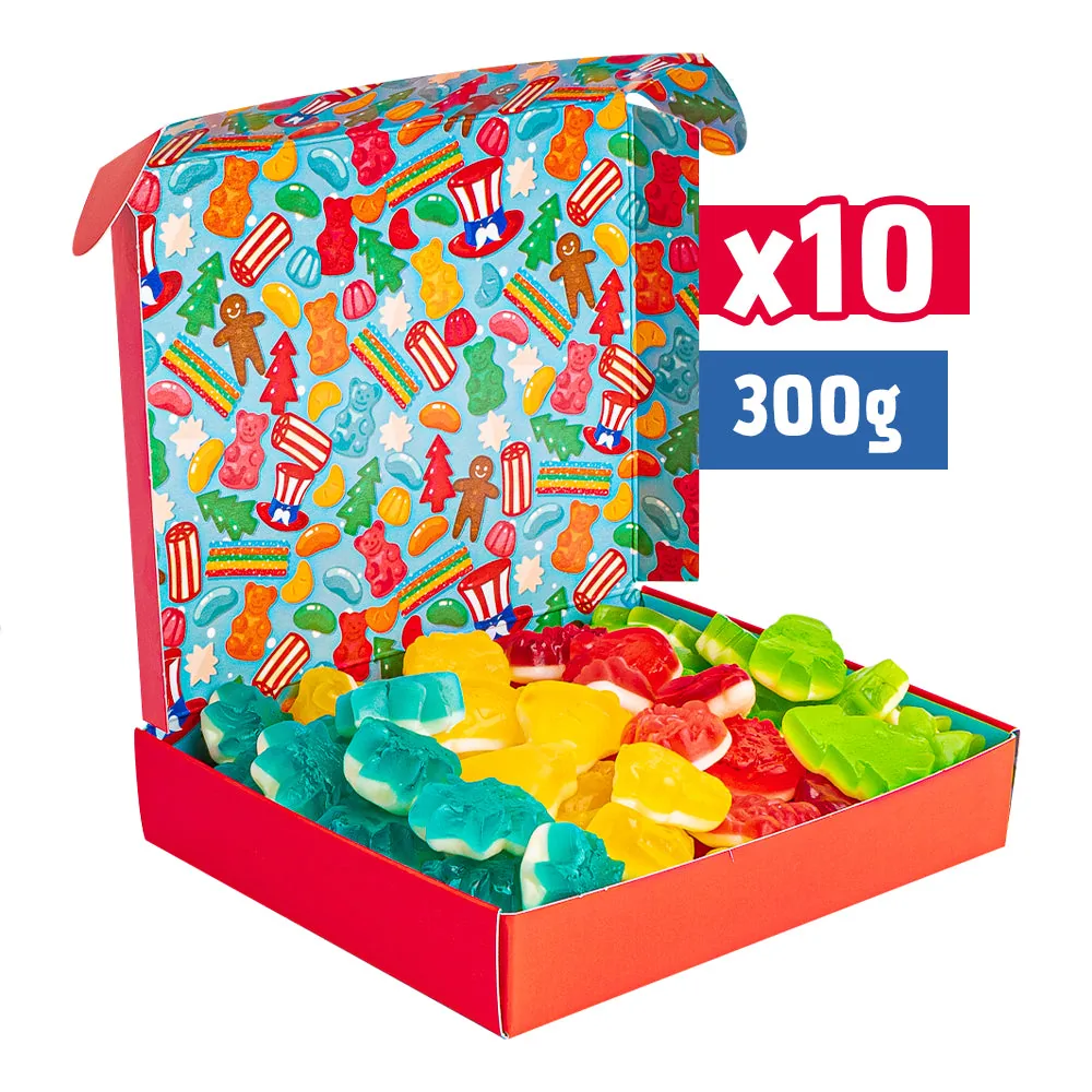 10x Mini Candy Box de 300g, coffret cadeau de bonbons gélifiés sur le thème de Noël