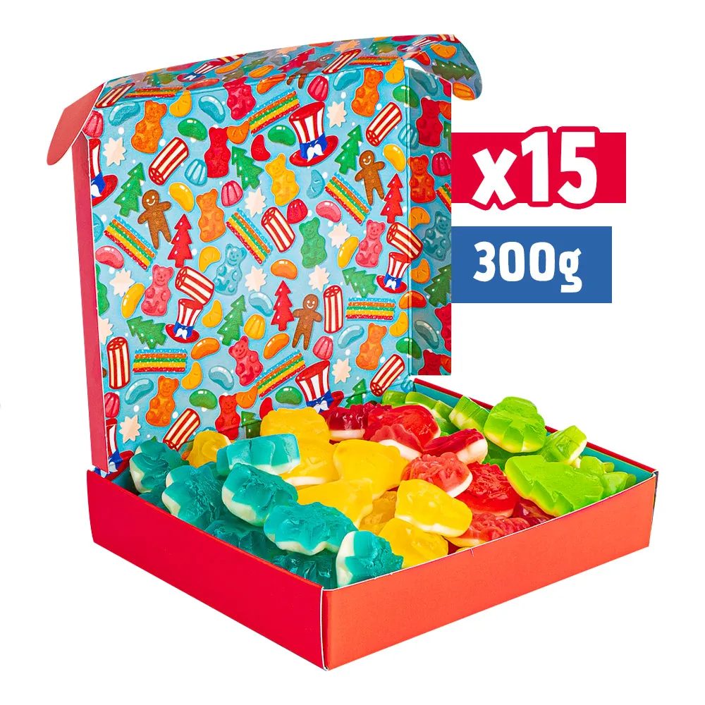 15x Mini Candy Box de 300g, boîte cadeau de bonbons gélifiés sur le thème de Noël