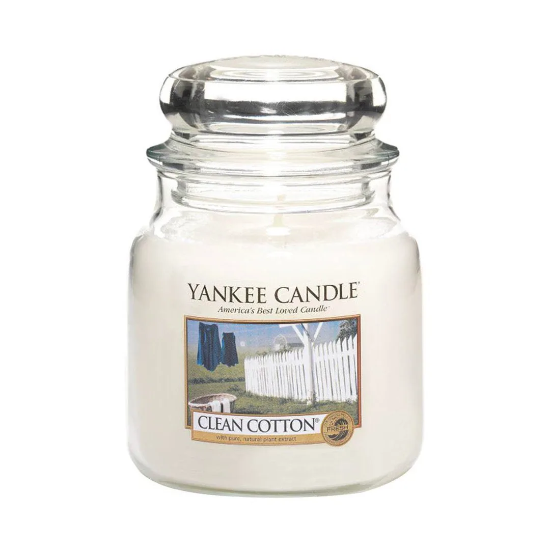 YANKEE CANDLE CANDELA GIARA CLASSICA MEDIA CLEAN COTTON