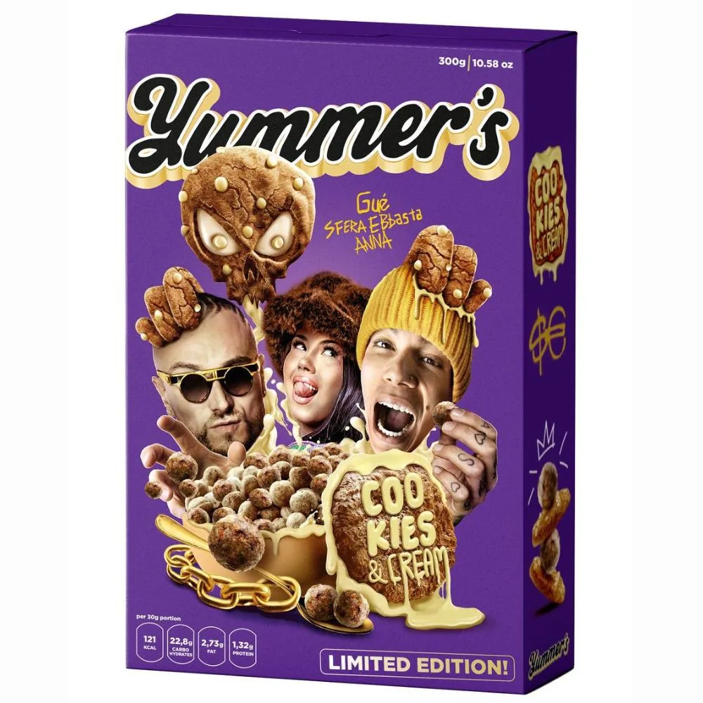 Yummer's Céréales Cookies & Cream par Sfera Ebbasta, Gué, Anna de 300g | ÉDITION LIMITÉE